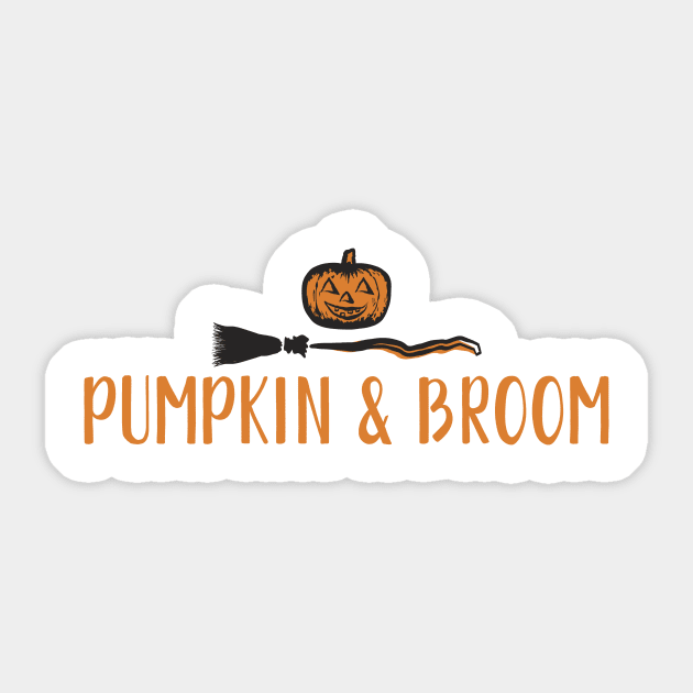 Pumpkin and Broom Sticker by notami